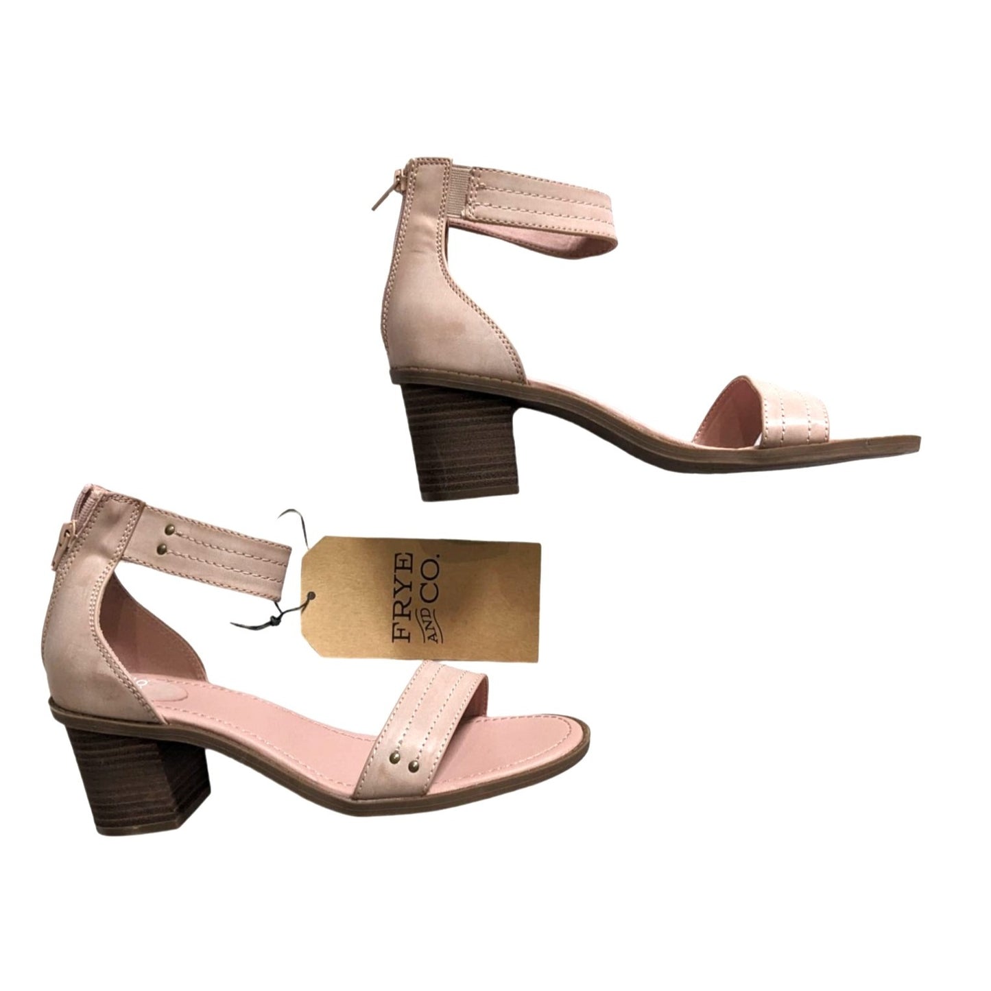 NWT FRYE Zaki Mauve Pink Vegan Leather Block Heel Sandals Boho OOS Size 11