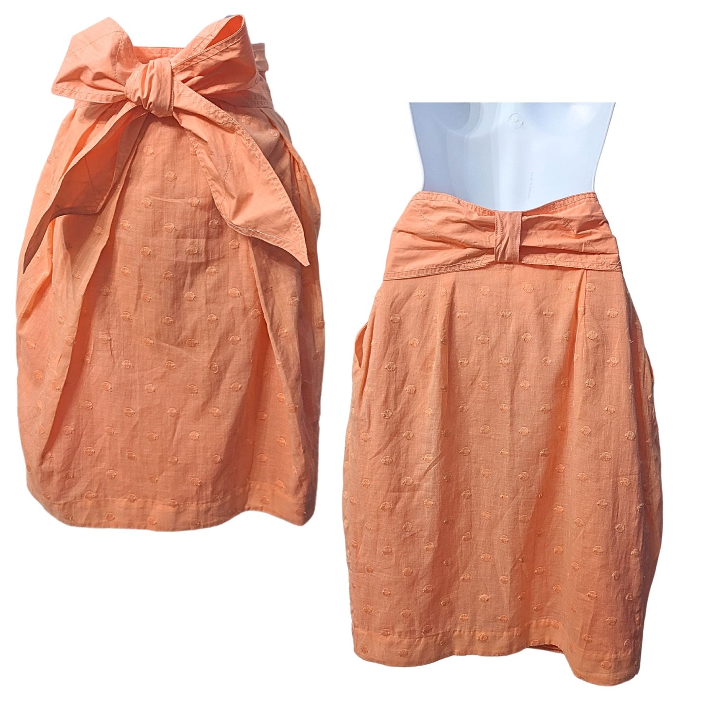 *RARE* BY MALENE BIRGER Peach Pink High Rise Puff Skirt Pleated w/Bow Belt Sz 36