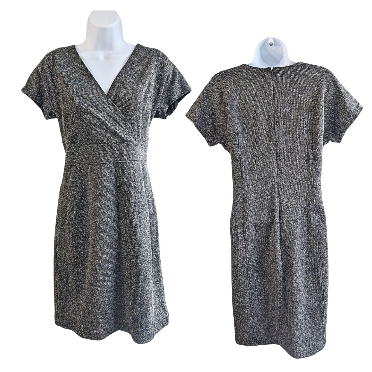 LARK AND RO Gray Tweed Faux Wrap Mini Dress Size 12