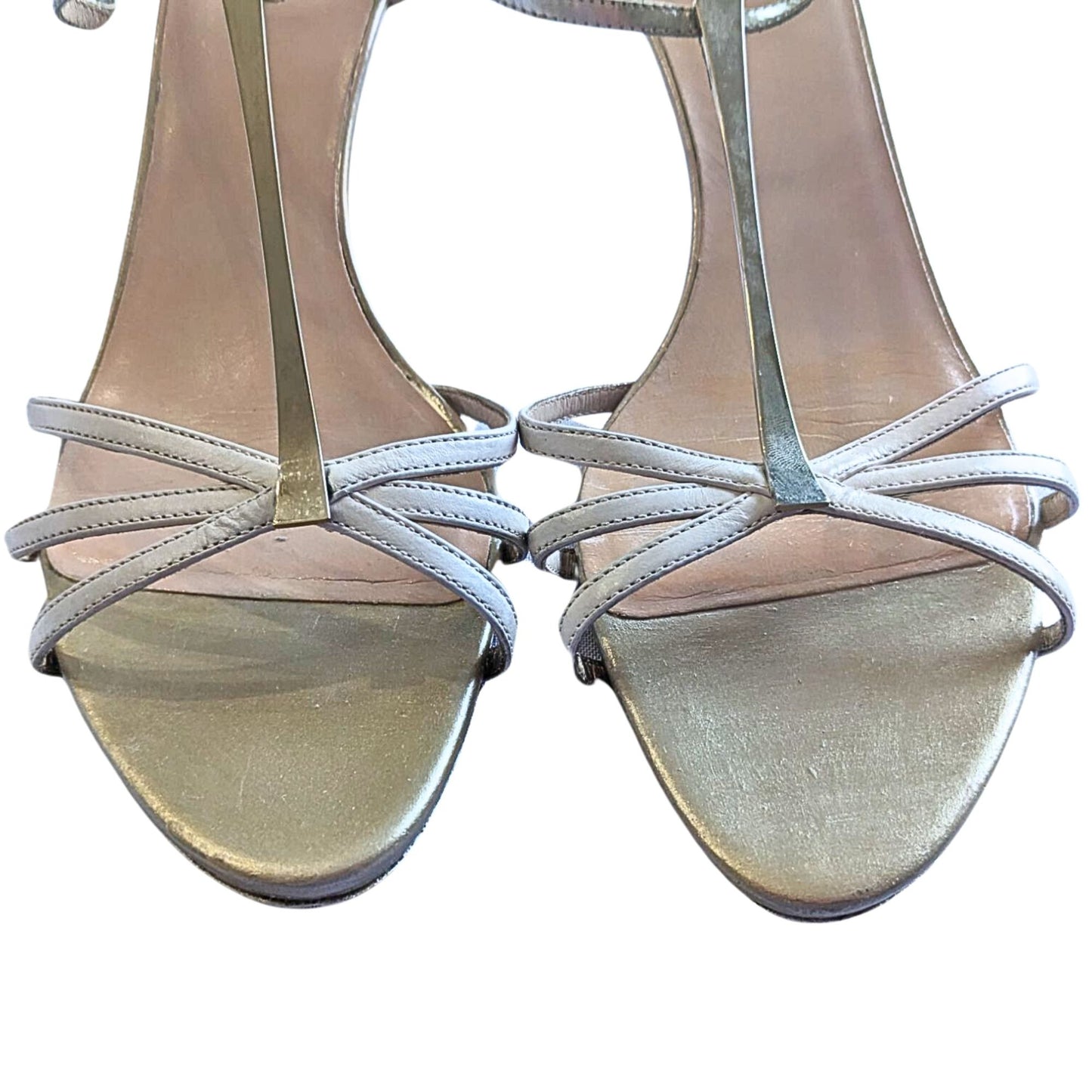 Comfy GIORGIO ARMANI Soft Gold Leather Brass T-Strap Kitten Sandals Size 40/8.5