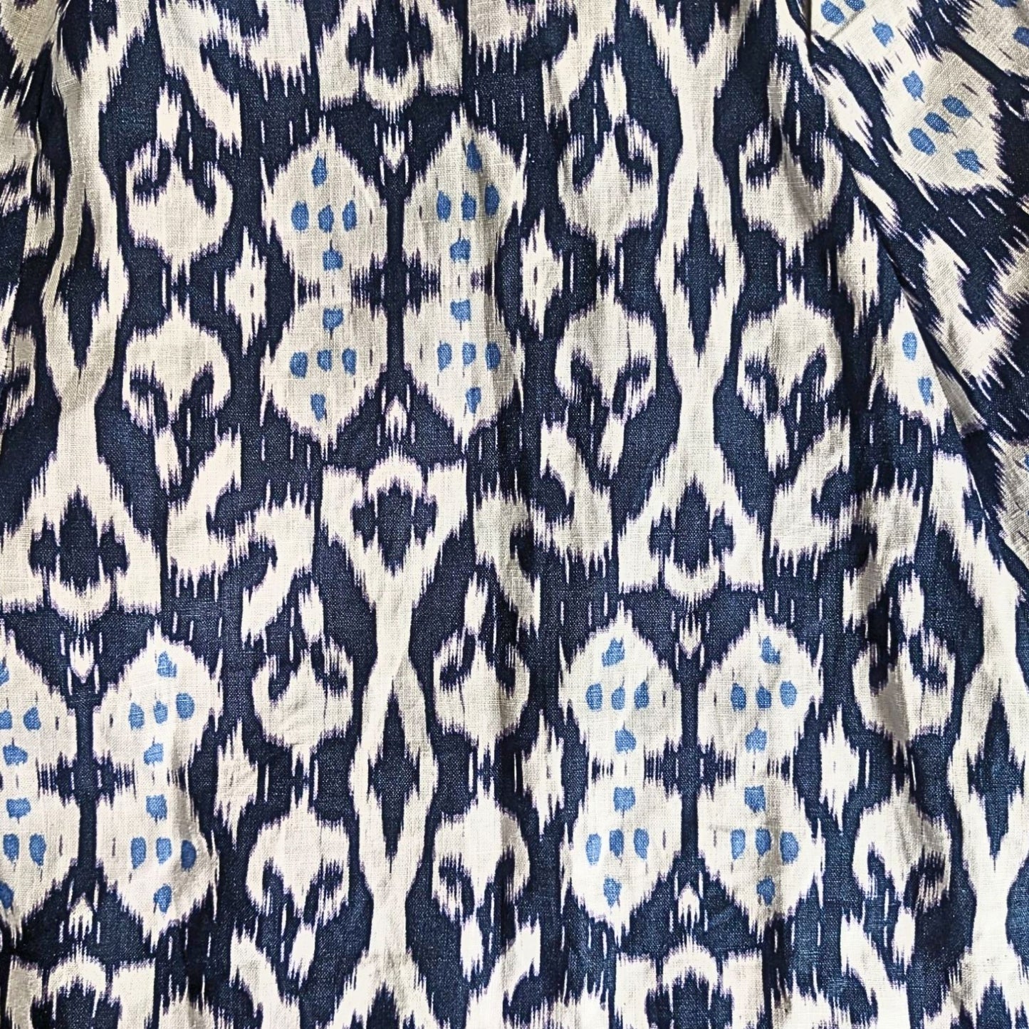 NWOT GAP 100% Linen Ikat Navy Blue & White Fit & Flare Sleeveless Mini Dress Size 2