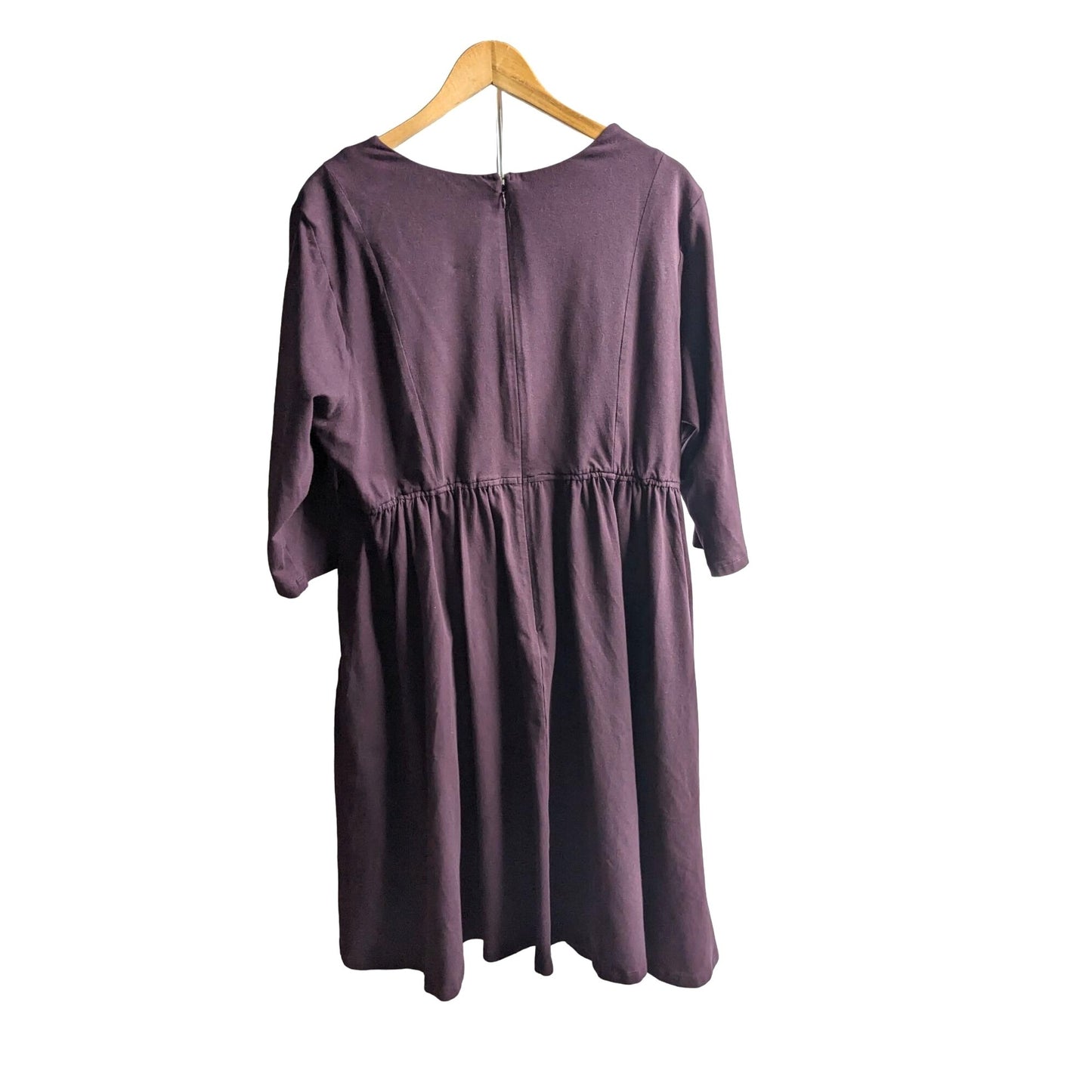 SHATKI Plum Purple Cotton Knit Sweetheart Empire Dress w/ Pockets Size 2X/22W