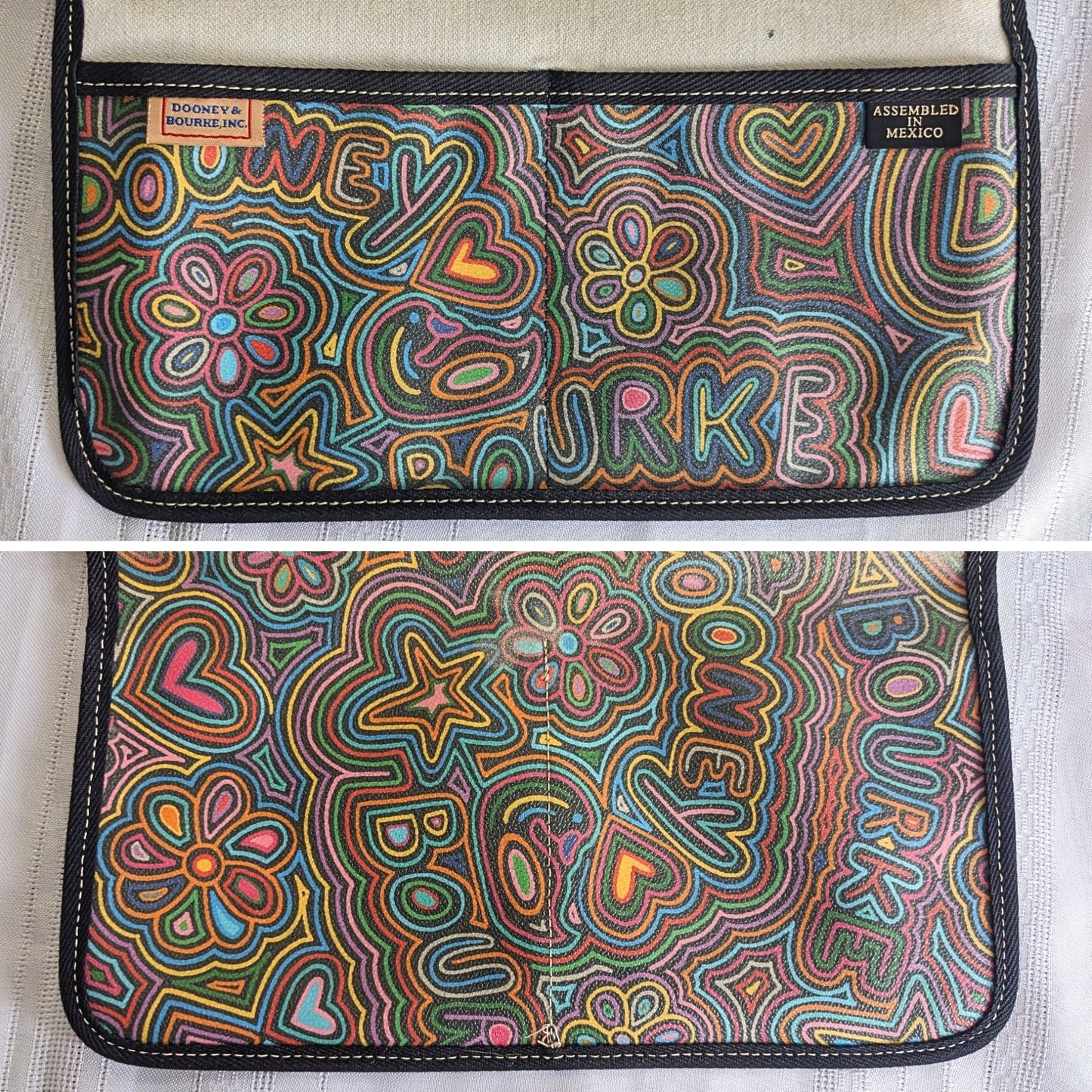 Vintage Y2K Dooney & Bourke Rainbow Graffiti Matching Set - Bag Wallet Checkbook