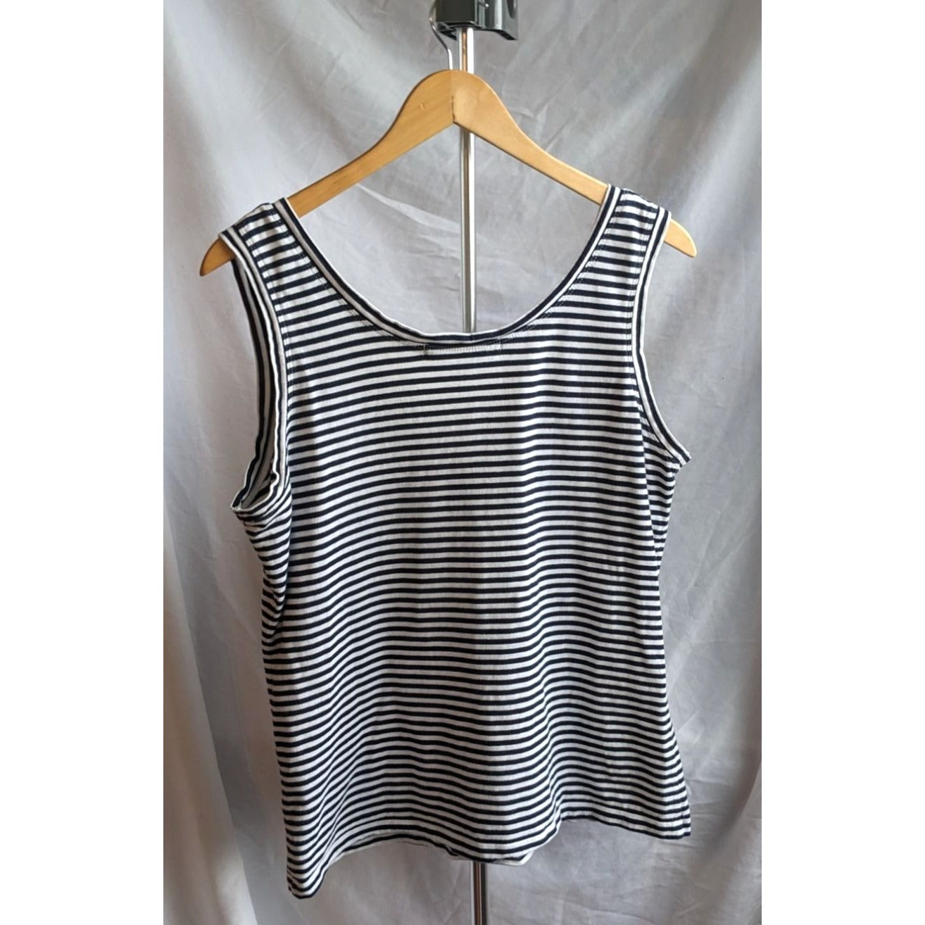 Vintage 90s/Y2K BLUE WILLI'S Luxury 100% Cotton Navy Stripe Tank Button Size XXL