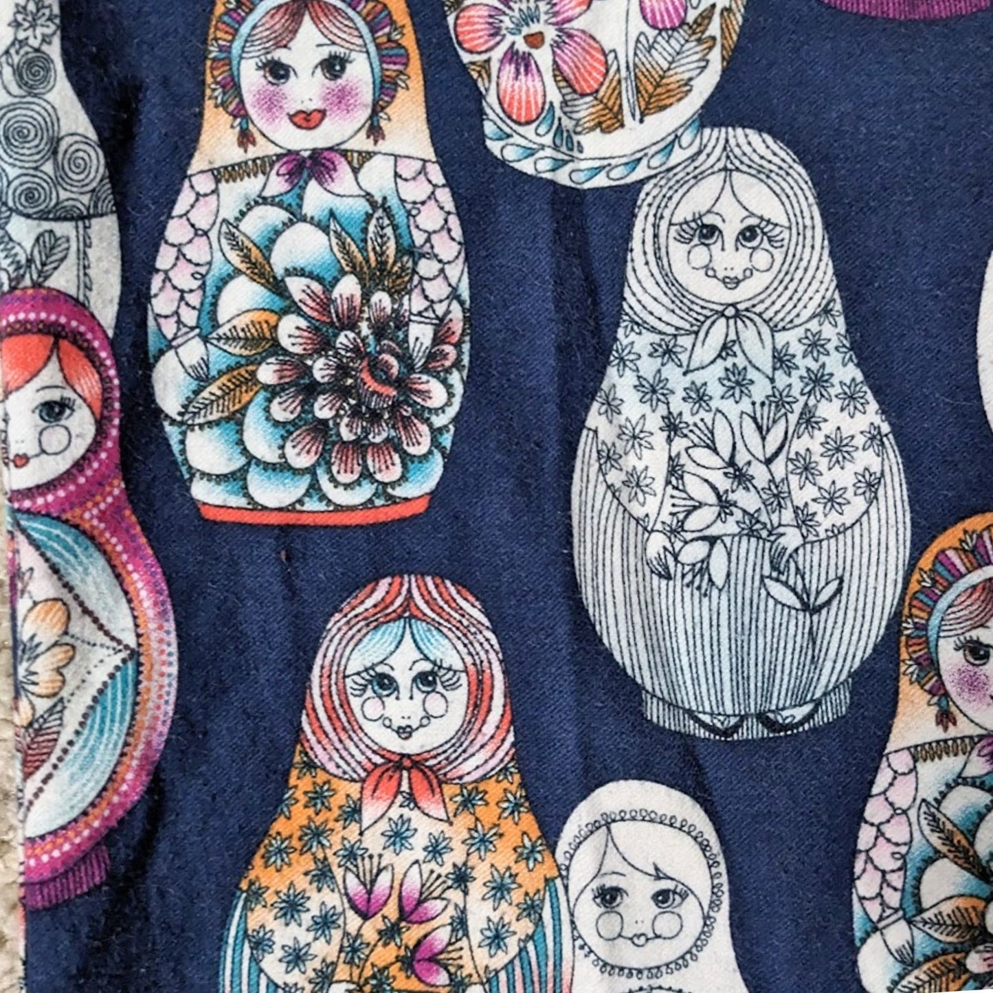 Anthropologie ELOISE Matryoshka Nesting Doll Flannel Pajama Pants Size XS