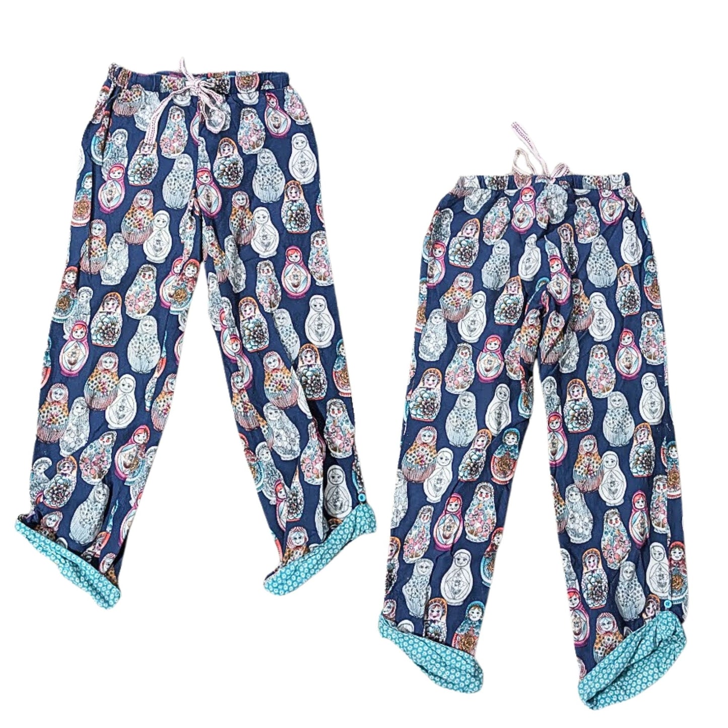 Anthropologie ELOISE Matryoshka Nesting Doll Flannel Pajama Pants Size XS