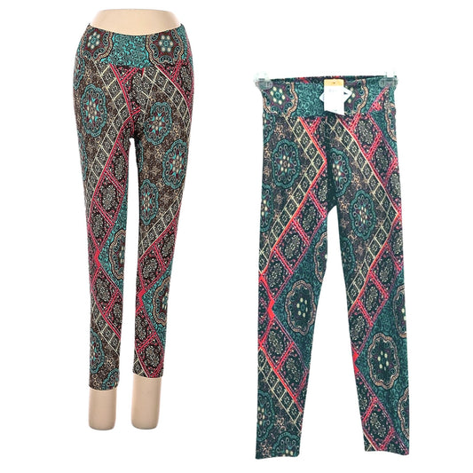 NWT LIQUIDO Teal & Pink Moroccan Paisley Wardy Leggings UV Protected Size S