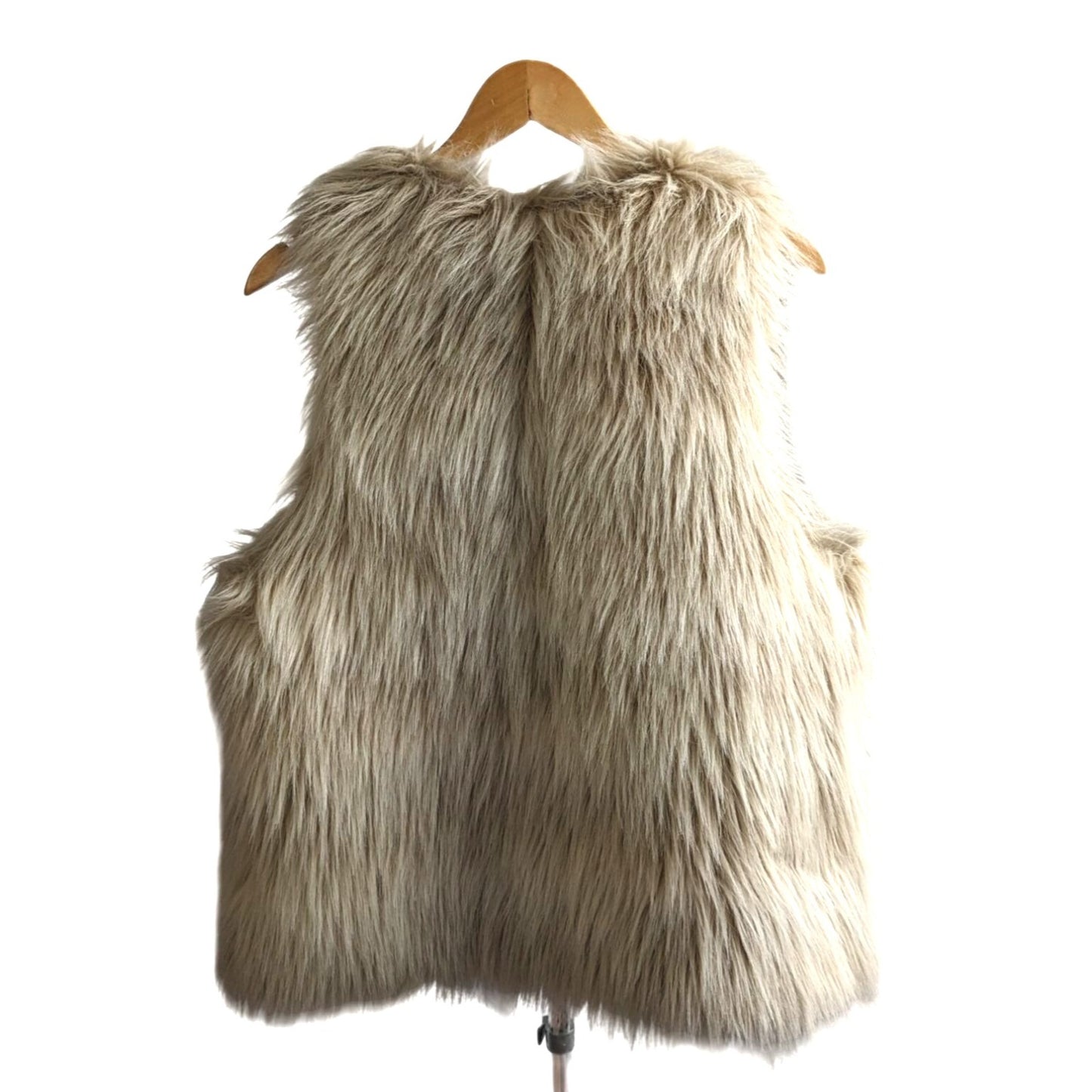 2011 JUICY COUTURE Cream Faux Fur Vest w/ Cupro Lining Boho McBling Size XL