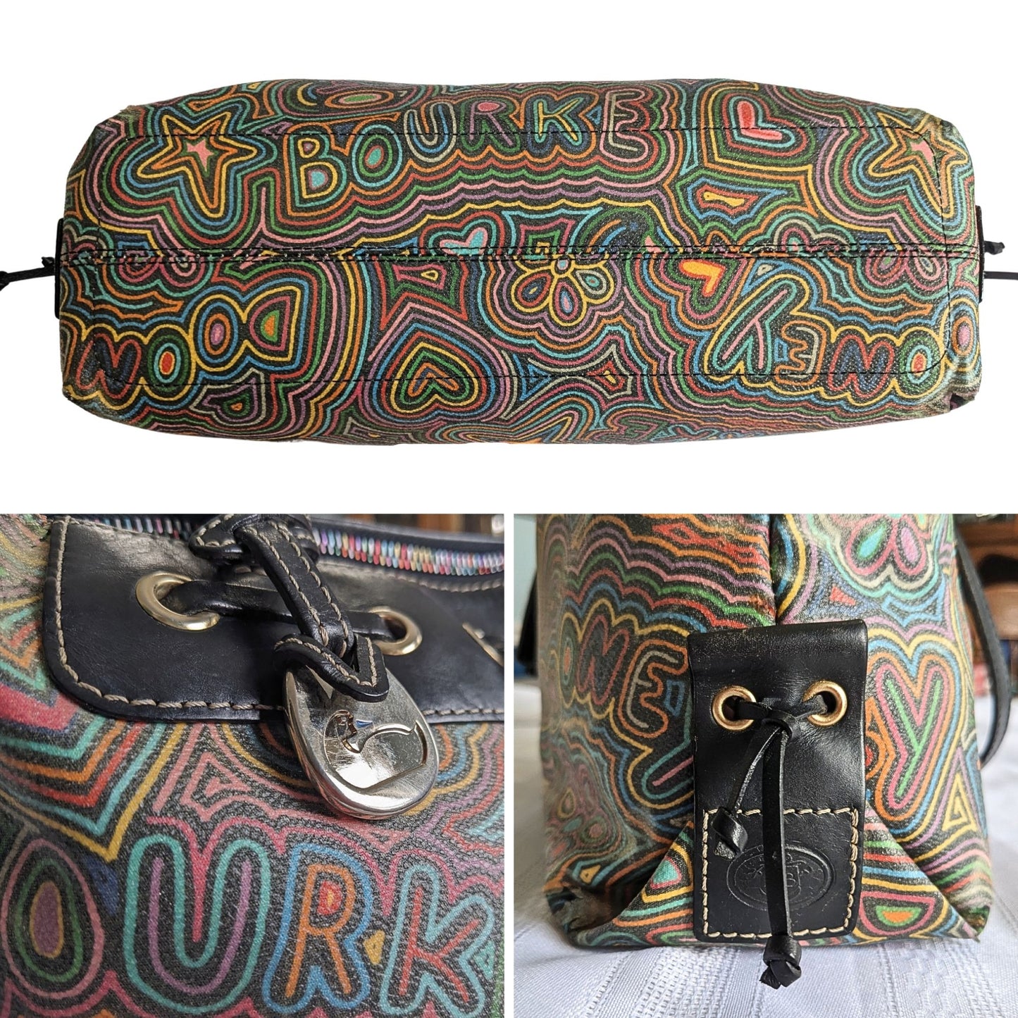 Vintage Y2K Dooney & Bourke Rainbow Graffiti Matching Set - Bag Wallet Checkbook