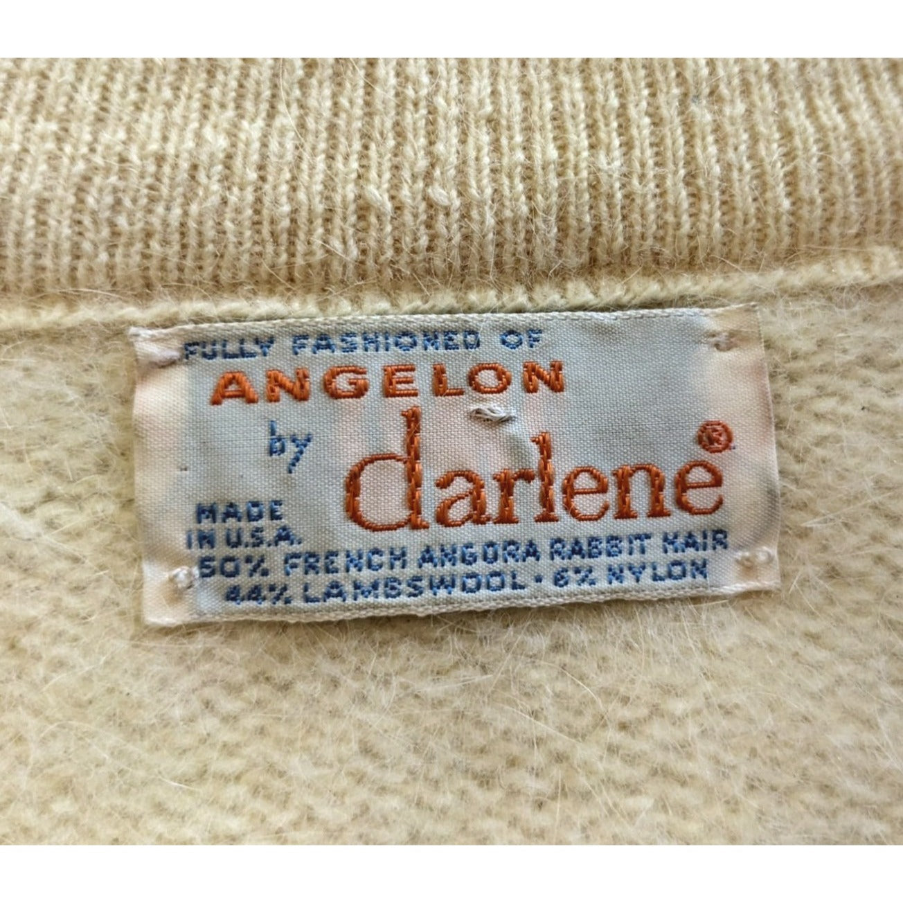 Vintage 50s ANGELON BY DARLENE Soft Yellow Angora Lambswool Cardigan Sz 40 M/L