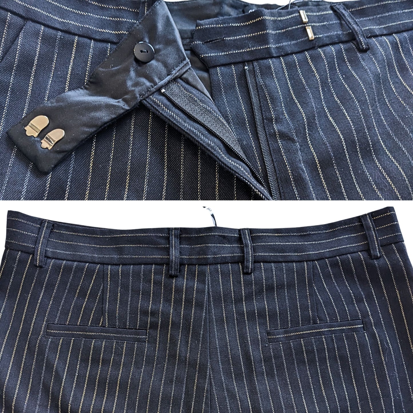 NWT GENERATION LOVE Jack Black Gold Pinstripe Wool Blend Flare Leg Pants Size 14