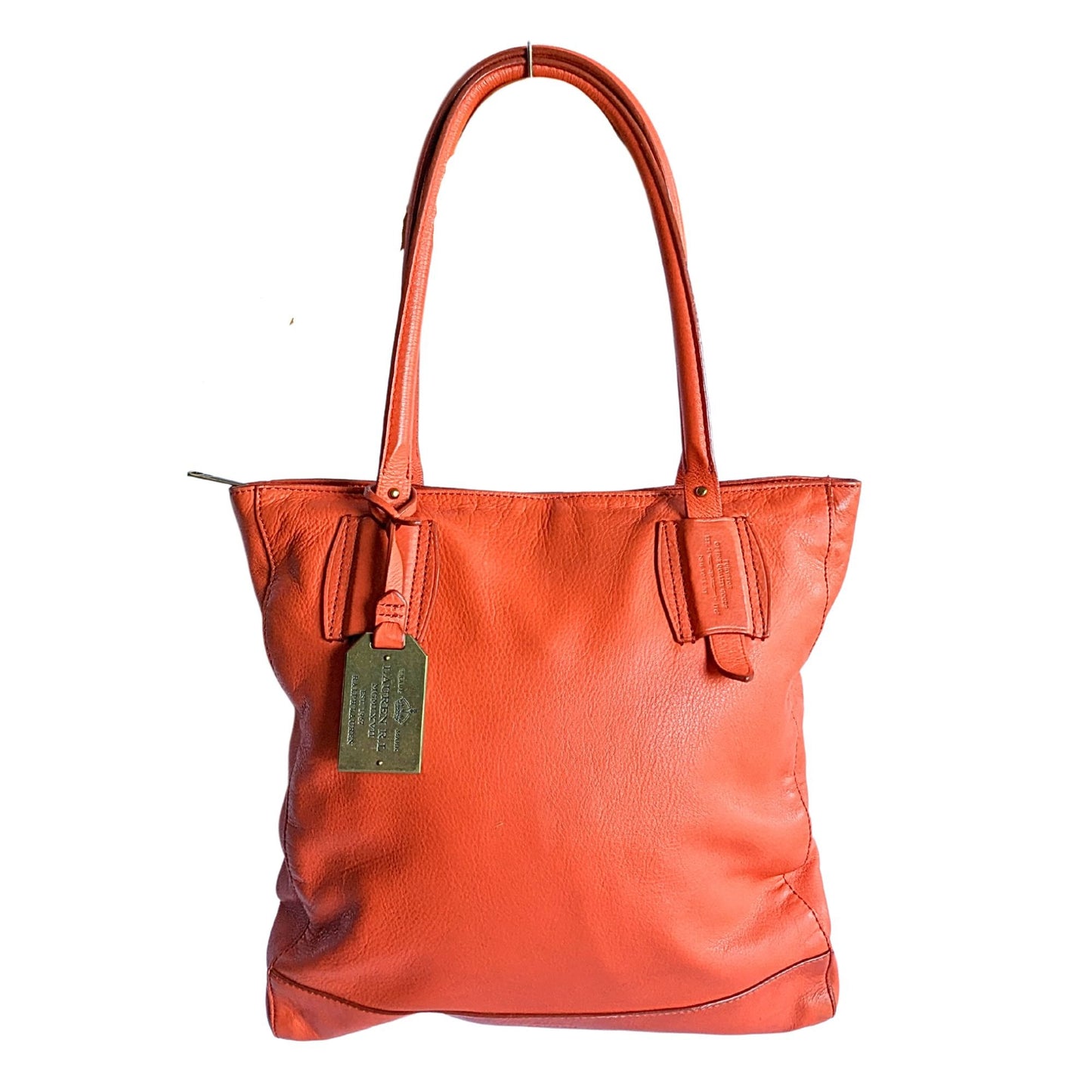 Vintage Y2K LAUREN RALPH LAUREN Baldwin Canvas Tote Bag in Orange & Gold w/ Tan Interior