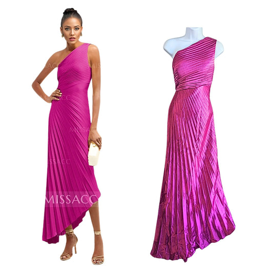 MISSACC ALC Delfina Lookalike Fuschia Asymmetrical Pleated Dress Size 8