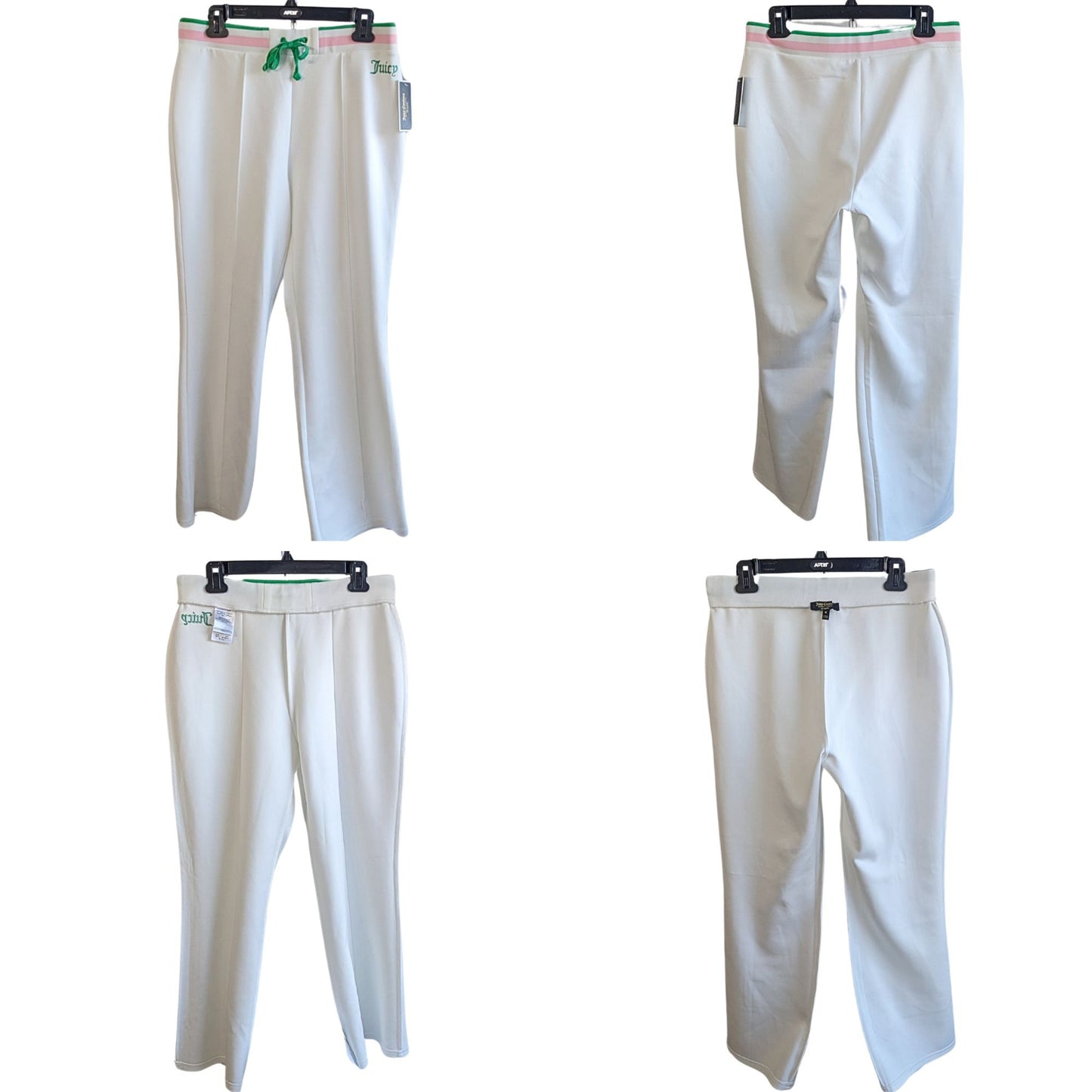 Black Label JUICY COUTURE Yacht Club White Pink Green 3 Pc Tracksuit Set Sz L