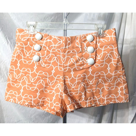 LEONA by Lauren Leonard Unique Coral HighWaisted Sailor Shorts 97% Cotton Size 2