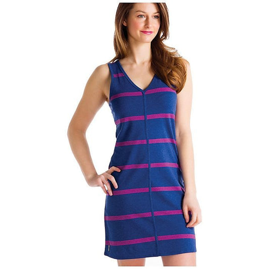 LOLË Anna Blue & Pink Activewear Tank Dress Striped Organic Cotton Size M