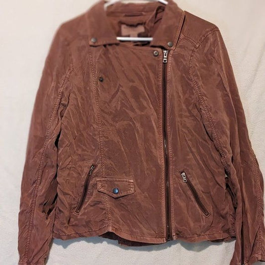 Anthropologie Rust Suede Jacket Cupro Vegan Moto